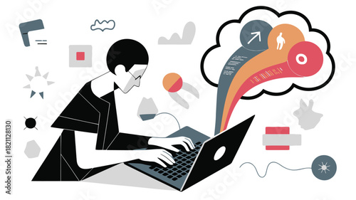 Modern abstract geometric banner design with overlapping shapes and vibrant color accents