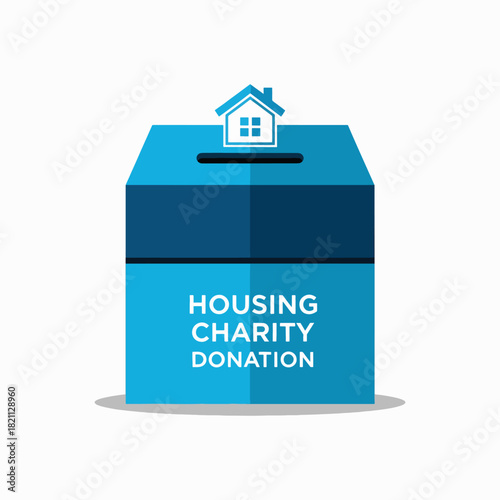 Helping Homeless People Through Housing Charity Donation Box And A House Symbol On Top