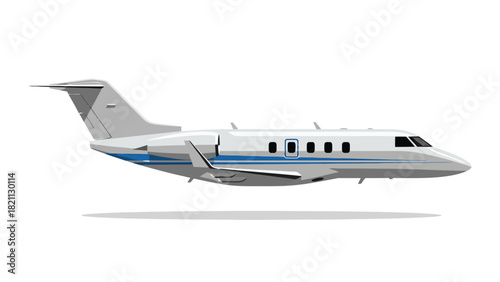 A pixelated sideview illustration of a white jet airplane