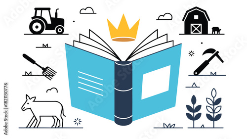 Open book with royal blue covers clean vector design for educational or literary themes