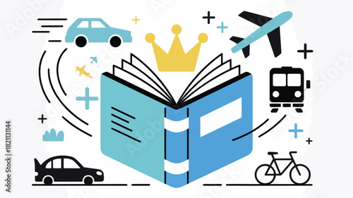 Elegant open royal blue book with a detailed gold crow emblem perfect for luxury branding and design projects