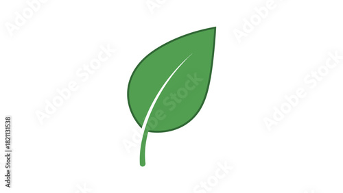 A simple green leaf icon with a stem