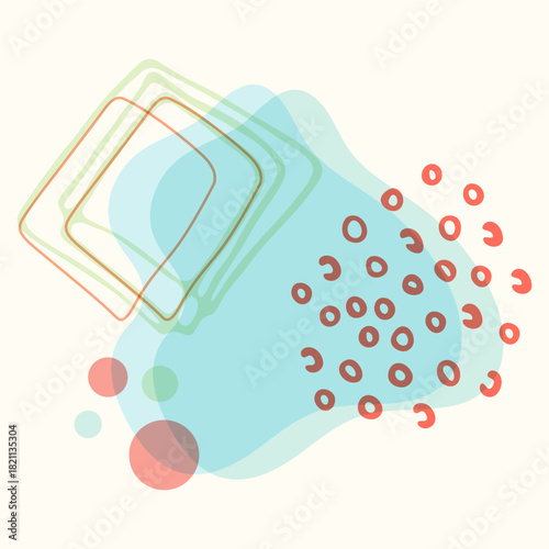 Soft Pastel Abstract Shape with Watercolor Texture and Dotted Pattern