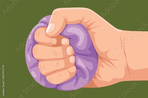 Hand squeezing a stress ball for relaxation and anxiety relief