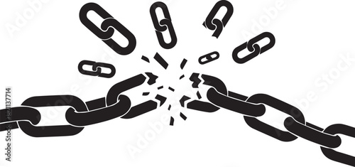 Broken chain symbolizing freedom strength and breaking barriers