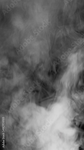 Vertical close up of white steam rising calmly like smoke, filling the frame, resembling steam from cooking pot, abstract clip for kitchen, food or magic themes, no people