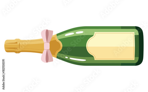 Bottle of bubbly champagne with a ribbon bow, perfect for celebrations