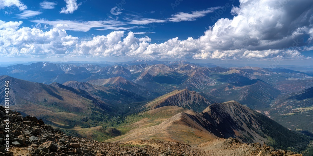 Naklejka premium Breathtaking Summer Summit Views of Mount Elbert in the Rocky Mountains of Colorado