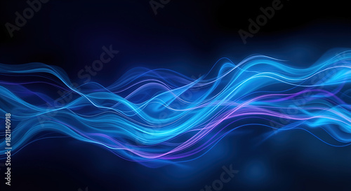 Mesmerizing blue and purple waves flow gracefully, creating a futuristic backdrop perfect for tech, innovation, and digital design projects