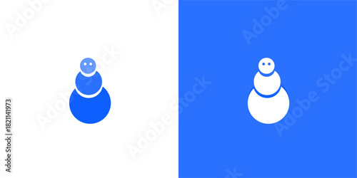 blue snow man simple logo vector isolated