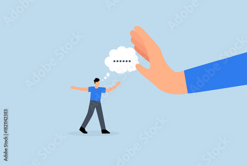 Rejection, businessman hand reject or deny employee request.