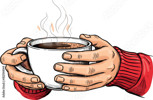 Cozy cup of coffee in hand, perfect to start the day with a warm beverage