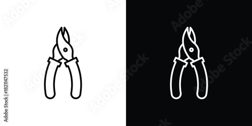 Pruning shears icon outline. Vector isolated pictogram for web