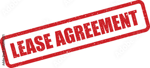 Distressed rectangular rubber stamp showcasing a significant lease agreement message, suitable for legal documentation, property contracts, or official rental papers