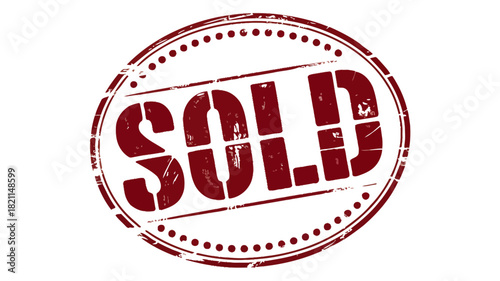 A red rubber stamp with the word 'SOLD' imprinted on a white background.