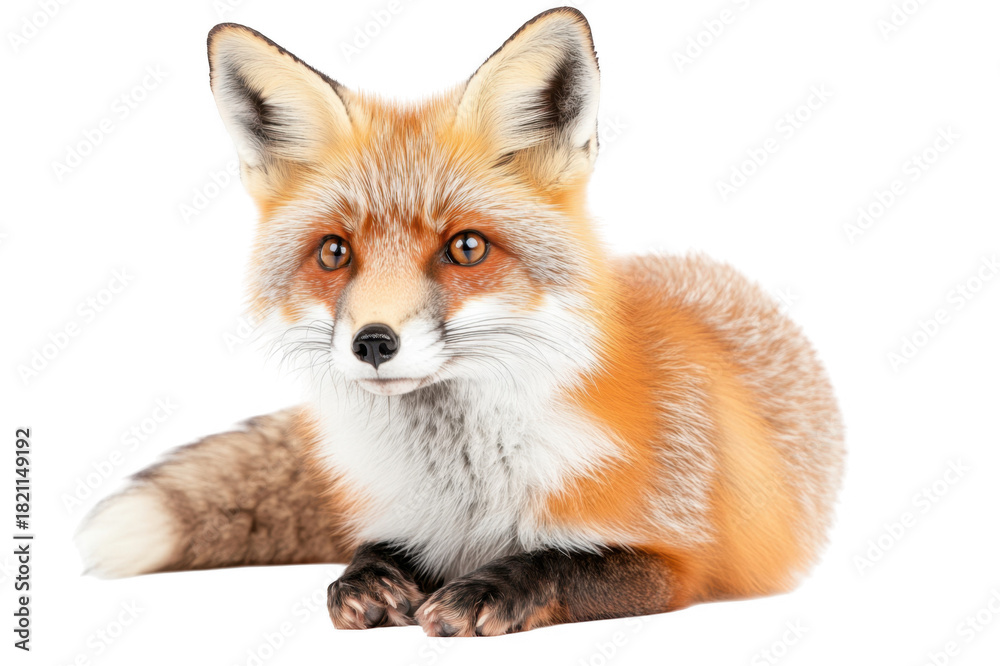 Obraz premium A Captivating Portrait of a Red Fox Showcasing Its Distinctive Features and Graceful Posture isolated on transparent background 