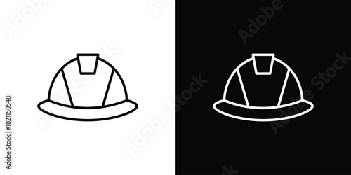 Safety helmet icon outline. Vector isolated pictogram for web