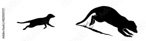 ephemeral motion dynamic silhouettes capturing the raw agility of wild hunters, isolated on transparent background