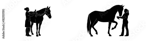 graceful devotion silhouettes revealing the intimate bond of horsemanship, isolated on transparent background