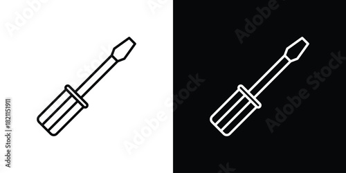 Screwdriver icon outline. Vector isolated pictogram for web