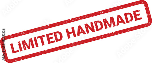 Distressed rectangular stamp with LIMITED HANDMADE text, perfect for marking artisanal goods and exclusive handcrafted items