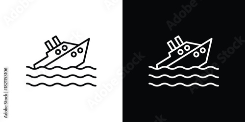 Sinking ship icon outline. Vector isolated pictogram for web