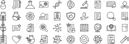 Laboratory and Research Line icon set – Science, Chemistry, Biotechnology, Lab and DNA Symbol in Outline style