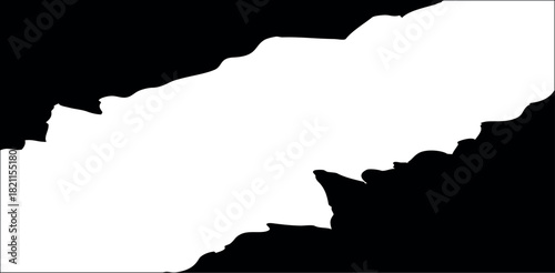 High-Detail Black and White Torn Paper Rectangle Shapes Designed as Isolated Grunge Headers and Calligraphy Border Elements