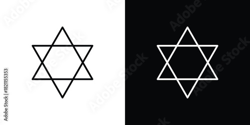 Star of David icon outline. Vector isolated pictogram for web