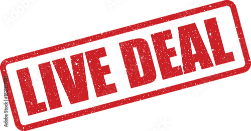 Distressed red rubber stamp impression with LIVE DEAL text, prominently featured for exclusive promotional offers