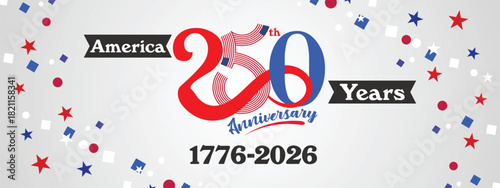 Elegant 250th anniversary USA banner featuring classic stars, stripes and a timeless historic theme