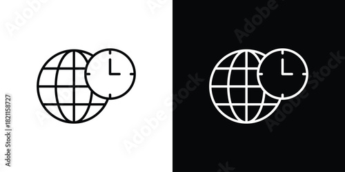 Time zones icon outline. Vector isolated pictogram for web