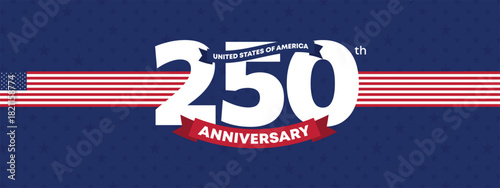 Minimal bold 250th anniversary USA banner with clean modern typography and patriotic theme