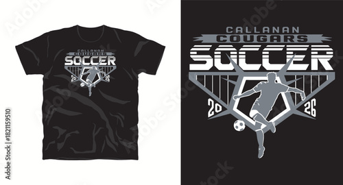Callanan cougars soccer team t shirt design vector graphic