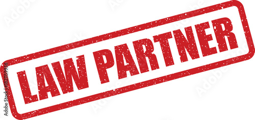Distressed red rubber stamp with LAW PARTNER text, representing professional legal collaboration, a trusted associate, or a partnership within a law firm structure