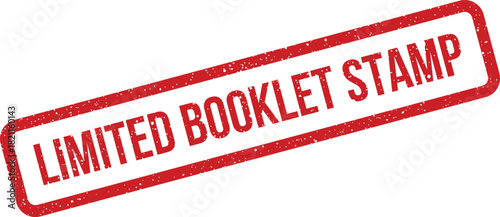Distressed red rubber stamp with LIMITED BOOKLET STAMP text, suggesting a special edition or restricted publication of printed materials