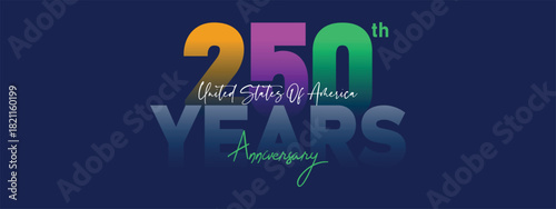 Neon style 250th USA anniversary banner with glowing typography and modern patriotic theme