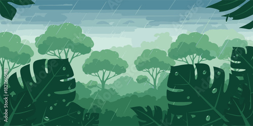 vector illustration of a tropical rain forest