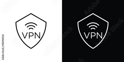 Vpn icon outline. Vector isolated pictogram for web