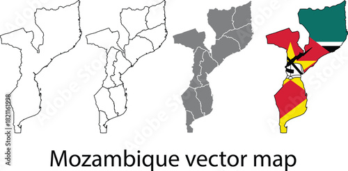 Mozambique   vector map on isolated white background