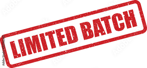 Distressed red stamp with a textured effect showing the phrase Limited Batch indicating a special production run