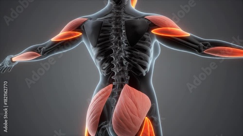 Anatomical animation of hamstring and gluteus maximus muscles