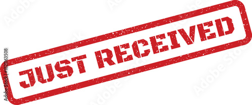 Distressed rubber stamp graphic indicating successful item reception with a grunge texture effect