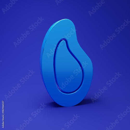 Blue Mussel icon isolated on blue background. Fresh delicious seafood. Minimalism concept. 3D render illustration