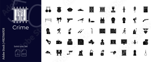 Crime Solid Editable Icons set
