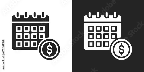 calendar Icon In Black And White Glyph Style