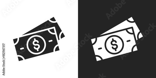 money Icon In Black And White Glyph Style