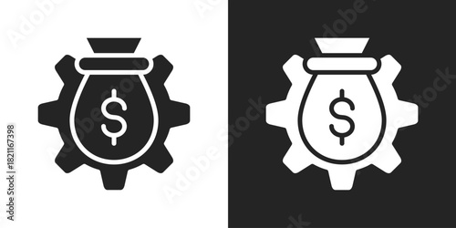 money bag Icon In Black And White Glyph Style