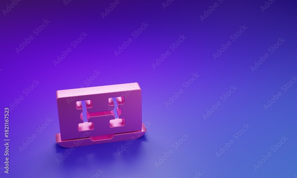 Obraz premium Pink Hardware diagnostics condition of car icon isolated on purple-blue background. Car service and repair parts. Minimalism concept. 3D render illustration