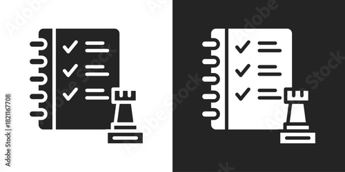 strategic plan Icon In Black And White Glyph Style